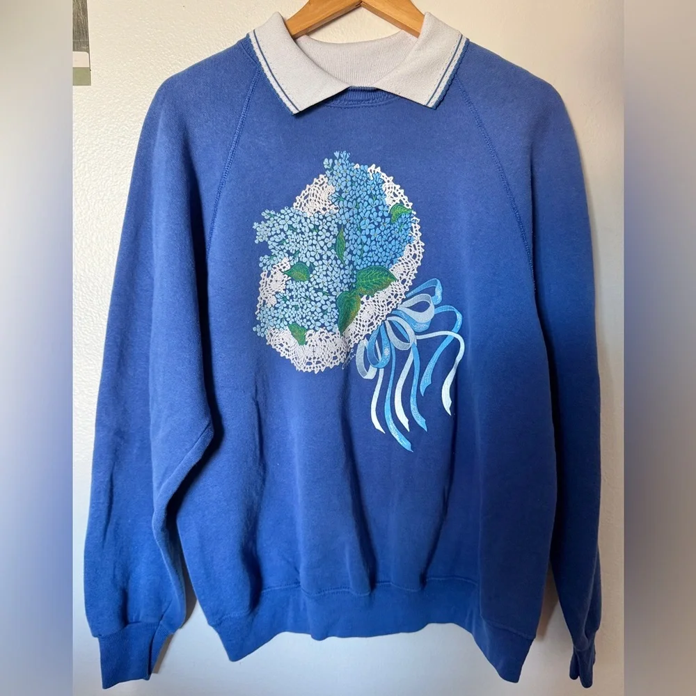Vintage Morning Sun style floral collared sweater - Picture 1 of 5